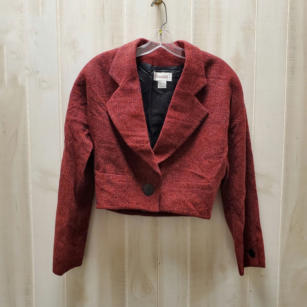 Vintage Wool Blend Cropped Blazer Jacket Y2K Size 12